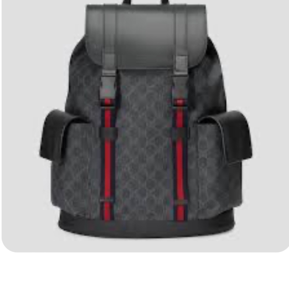 Gucci GG Supreme Backpack Black Red Stripes - 100% Authentic.